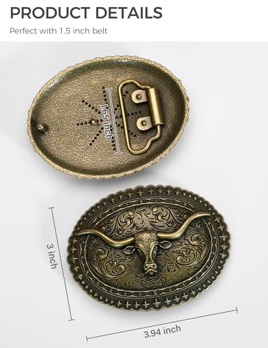 image for Tolongland Vintage Longhorn Belt Buckle for 1.5