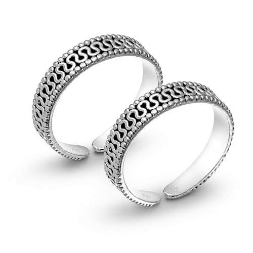Image of Exclusive 925 Sterling Silver Toe Rings for Women | Gift for Women and Girls | Bichiya | Certificate of Authenticity|Adjustable