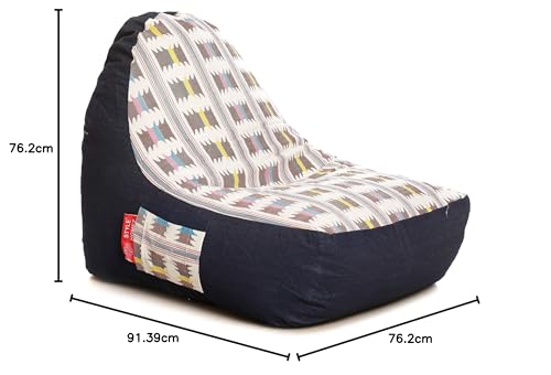 Image of Style Homez Urban Design Denim Canvas Ikat Printed Bean Bag XXL Size Filled with Beans Fillers