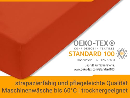 npluseins Jersey Spannbetttuch Baumwolle, 200x220 cm, Kaminrot – Ansicht 6