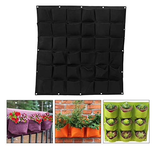 Sacchi per Piante Coltiva le Borse 36 Tasche All'aperto Verticale Borse Vegetali Greening Piantare Borsa Attaccatura Muro Pianta Giardino Fiore Grow Felt Bag per Verdure Erbe e fiori (Black)