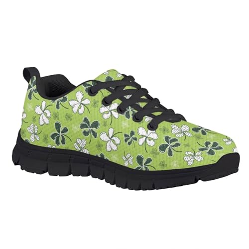 Suobstales Green Shamrock Pattern Kids Sneakers for Boys Girls Gift St. Patrick's Day Lightweight Running Shoes Breathable Walking Shoe Sport Tennis Athletic,Size 122