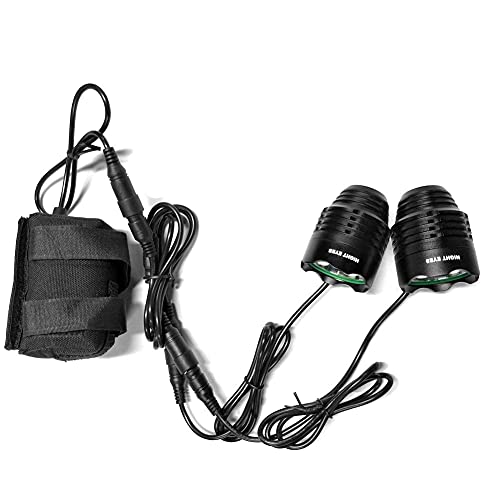 Night Eyes- 1200 Lumens Mountain Bike Headlight Bike Led Light -Rechargeable 8.4V 8800Ma Abs Waterproof Battey-Free Aluminum Biketaillight Bonus -No Tool Required (2Pack Black) #TOP4