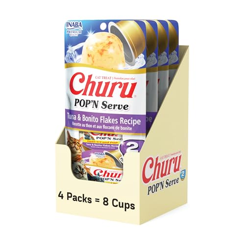 INABA Churu Pop'N Serve Jelly Cat Treat with Vitamin E & Taurine, 1.2 Ounce Cup, 8 Cups, Tuna & Bonito Flakes Recipe - image 1