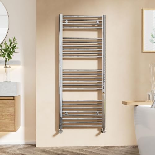 Moderno toallero térmico cromado de 1200 x 500 mm, radiador de baño montado en la pared, elegante diseño recto para un secado eficiente de toallas y calor, ideal para cualquier baño