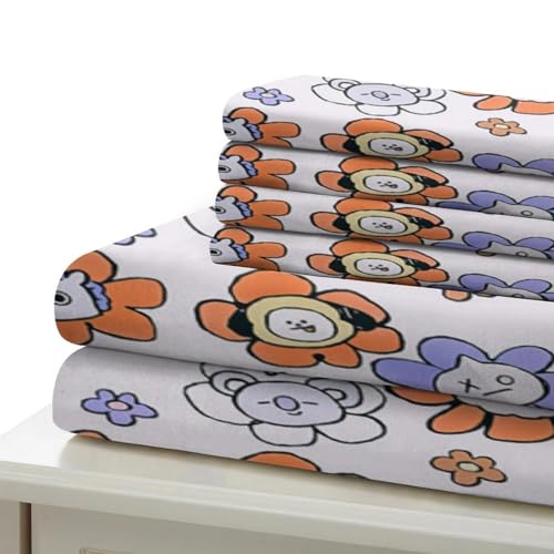 Housse de couette fleurie 3D en microfibre pour lit simple