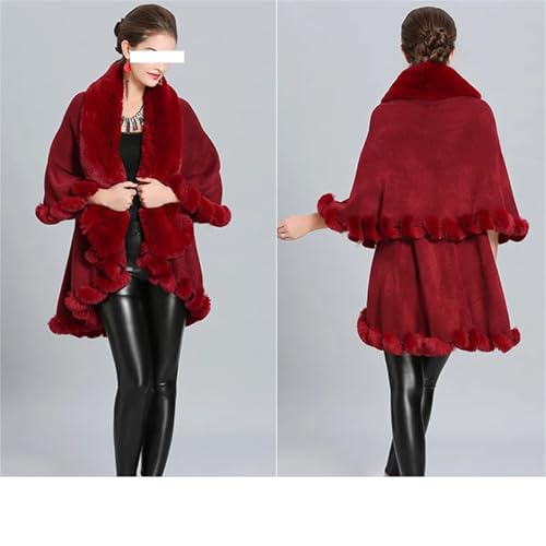 Women Double Cape Shawl Long Knit Poncho Coat Wraps Cloak2