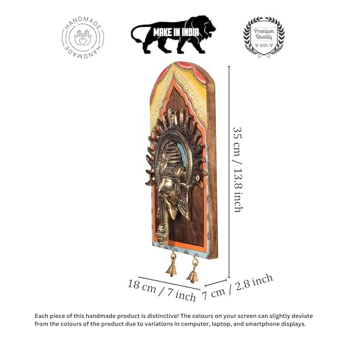 Image of Amantran-II Wall decor frame with divine Ganesha Majestically set on a beautiful frame | Handcrafted Wall Art for Home Decor & Office Spaces