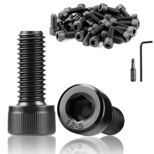 TXXATX 60 Pcs M5x25 mm Hex Socket Head Cap Screws Bolts DIN 912 Cylinder Socket Screws Black Carbon Steel Allen Socket Drive Bolts Full Threads for Furniture Repair