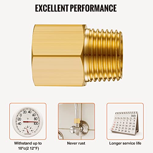 Gsinodrs 3Pcs Brass Pipe Fitting, 1/2" Female X 1/2" Male Npt Thread Brass Hex, Adaptor 1200Psi High Pressure #TOP3