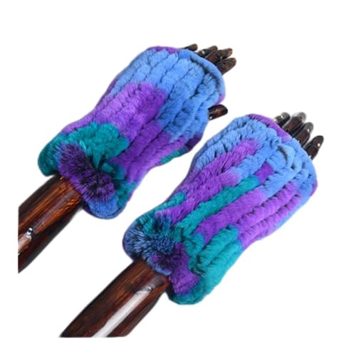 HUIJIQX Manoplas de invierno para mujer, cálidas, sin dedos, hechas a mano, fucsia, 20 cm