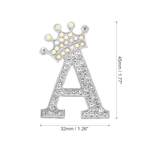 Image of PATIKIL Letter Brooch Pins, Crown Initial Rhinestone Alphabet Letter Lapel Badges Pin for Women Suits