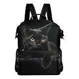 VAWA リュック 大容量 おしゃれ かわいい 猫柄 黒い猫 リュックサック 高校生 防水 多機能バッグ バックパック 通勤 通学 旅行用