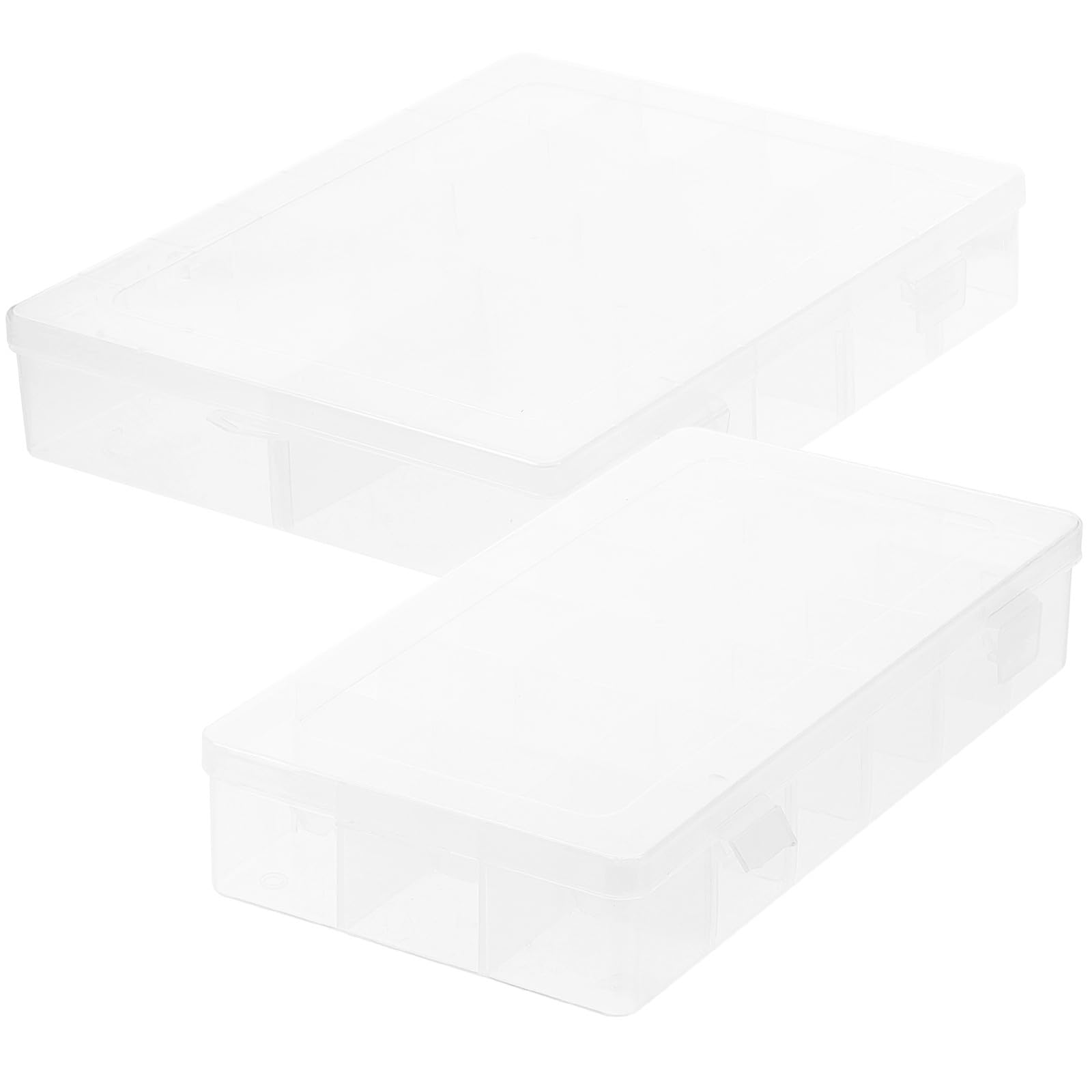 2pcs Multi-grid Plastic Organizer Box with Lids, 18-compartment and 14-compartment Storage Boxes for Board Game Accessories, Jewelry Findings, and Small Craft Parts