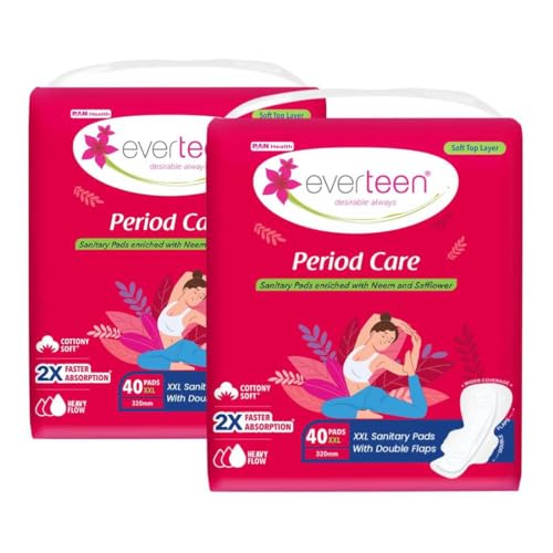 everteen Period Care XXL Soft Neem-Safflower Sanitary Pads for Women - 80 Pads, Rash Free, Anti Tan, Skin Friendly, Double Wing Shape, Advanced... - Image 3