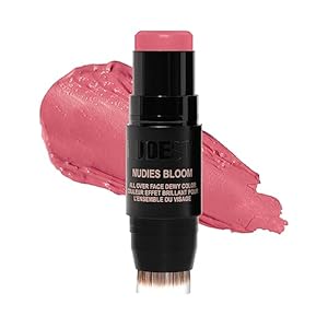 Nudestix Nudies Bloom Dewy and Radiant Cream Blush 3-in-1 All Over Face Colour For Cheeks, Eyes and Lips w/Blending Brush (Bohemian Rose)