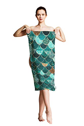 Ofloral Mermaid Scale Hand Towels Cotton Washcloths,Beautiful Fish Scale Teal Comfortable Super-Absorbent Soft Towels For Bath/Kitchen/Yoga/Golf/Hair/Face Towel For Men/Women/Girl/Boys 15X30 Inch #TOP6