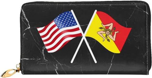 American And Sicilian Flag Wallet Card Bag