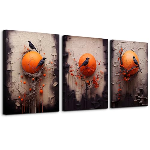 TTHYUEWS Canvas Wall Art - Modern Misty Mountain Forest Wall Painting for Bedroom, Living Room, Office - 3 Piece Set by TTHYUEWS - Used condition - US$23.44