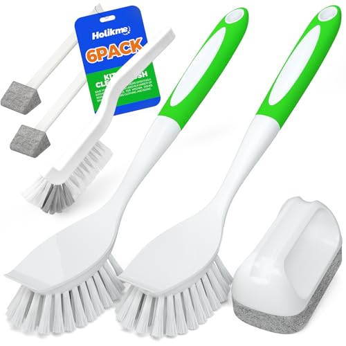 Holikme 6Pack Kitchen Cleaning Brush, Green