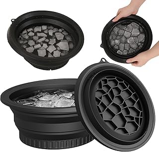 Face Bowl for Ice with Built-in Ice Tray – Collapsible Silicone Facial Ice Bath Bowl for Cold Plunge Therapy, Skin Tightening & Acne Relief – Portable Spa Tool for Home & Travel (Pack of 1) (Black)