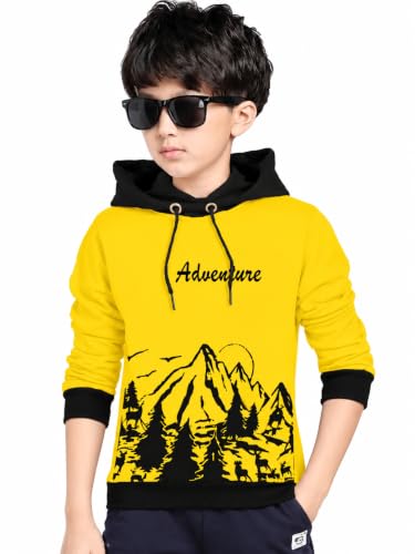 Image of Kids Boys & Girls Cotton Hooded Neck Full Sleeves Printed T-Shirt|Trendy Adventure Edition T Shirts for Kids