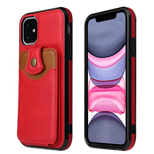 Étui portefeuille iPhone 7 8 Plus rouge avec rabat de protection écran