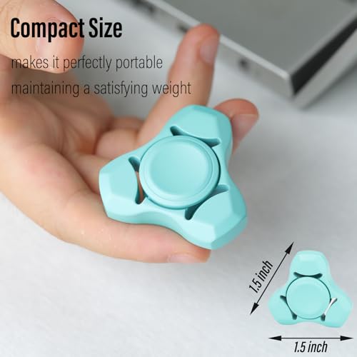 Image of FREELOVE Premium Metal Fidget Spinner for Adults, Stainless Steel Heavy Silent Spinner with Precision Bearing, Small Office Desk Toy & EDC for Stress Relief Focus ADHD, Ceramic Plated Blue