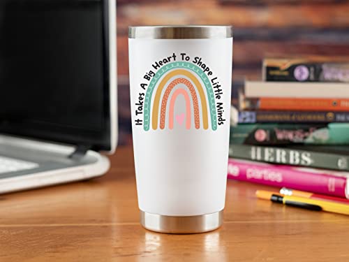Klubi Teacher Gifts Coffee Mug - It Takes A Big Heart To Shape Little Minds 20Oz Tumbler/Mug - Cute Idea For Appreciation Week, Women, Teaching, Best, Thank You, Birthday, Valentines Day #TOP2