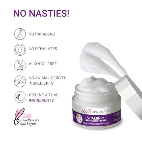 Iba Advanced Activs Vitamin C Daily Glow Cream, 50 g with Hyaluronic Acid for Enhances Skin Radiance and Reduces Dullness