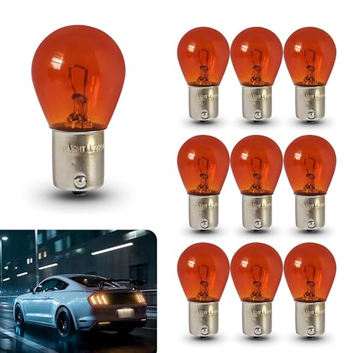 MLY 10 PCS 1156 Bulb, 12V BA15S P21W Brake Light Bulb, Long Life Vibration Resistant Blinker Bulb, Replacement for Front/Real Turn Signal/Tail Light Bulb (Amber)