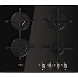 Whirlpool GOS 6413/NB Integrado Encimera de gas Negro hobs - Placa (Integrado, Encimera de gas, Vidrio, Negro, hierro fundido, 1000 W)