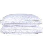 Puredown® Goose Feather Down Pillows for Sleeping, Gusseted Bed Hotel Pillows King Size Set of 2 with 100% Cotton Fabric