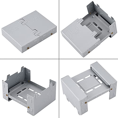 Image of SolUptanisu Ultralight Folding Pocket Stove, 95 x 75mm Solid Fuel Outdoor Army Camping Folding Portable Pocket Stove Burner for Wood Burning Camping