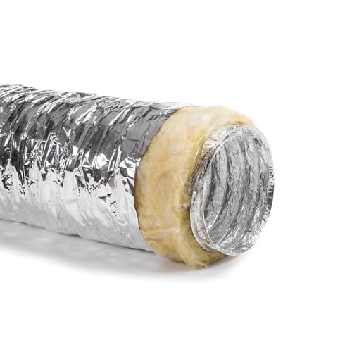 Bilake Tubo Flexible Aislado para Aire Acondicionado y climatización, 10 Metros conducto Aluminio Flexible Aislado calorifugado térmico