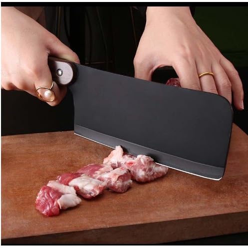 Image of Machado Forging Serbian Chef Knife Set - 12 inch Full Tang High Carbon Clad Steel Butcher Cleaver with Knife Sharpener - Perfect for Vegetables, Fish, Meat - Ideal for Kitchen, Hotel, Restaurant