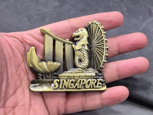 Image of DT DECTONE Regular Metal Fridge Magnet, Singapore 3D Metal Magnet for Fridge, Study Table, Office Desk, Premium Gift, Best Home Dcor Item for Travel Enthusiasts, Handmade Crafted Magnet-S1