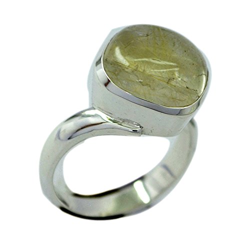 Bague quartz rutile en argent massif, un anneau de promesse unique façonné à la main avec amour