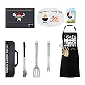 Giftspire BBQ Smoker Accessories Gifts for Men, Grilling Tools Kit with Tray Tongs Spatula & Apron – Outdoor Barbecue Gift for Husband Dad or Grandfather – Fathers Day, Birthday or Christmas