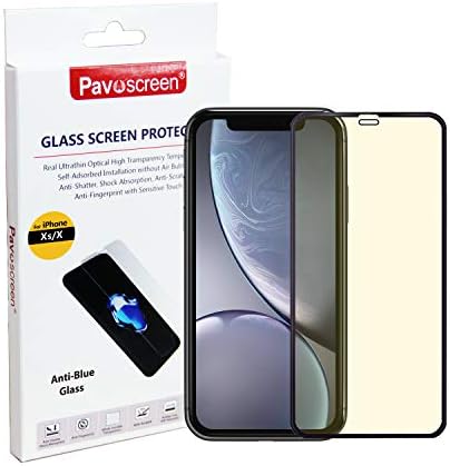 Pavoscreen Anti Blue Light Screen Protector for iPhone Xs,iPhone X,iPhone 11 Pro 5.8" Block UV Light Reduce Eyes Fatigue and Eyes Strain iPhone 10S,iPhone 10 Tempered Glass [One Gift Phone Case]