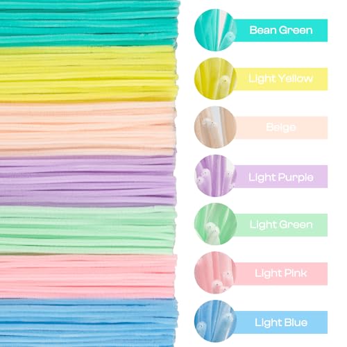 Image of Caydo 300 Pieces Macaroon Pipe Cleaners for Flowers, Thick Fluffy Chenille Stems for Creative Art & Craft Making and Easter Decorations