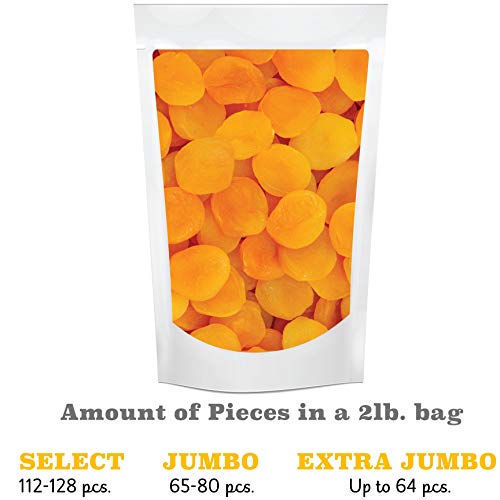 Gramas Extra Jumbo Turkish Apricots in Resealable 2 lb. Bag, Vegan, Gluten-Free, Healthy Snack, Non-GMO, No Added Sugar (32 oz)