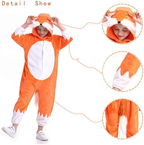 Plush fox costume for kids, fox animal costume, fox pajamas, fancy dress, three size 1-pcs, red (Medium)