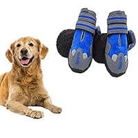 VIZAUZIE Dog Shoes Rain Waterproof Protective Boots for Small Medium and Large Dogs 4pcs Blue S