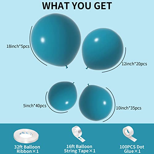 Image of Peacock Blue Balloons Turquoise Blue Latex Balloon 5 10 12 18inch Different Sizes 103pcs Teal Blue Balloons Arch Kit for Kids Birthday Party Decoration Gender Reveal Baby Shower Wedding Whale Theme