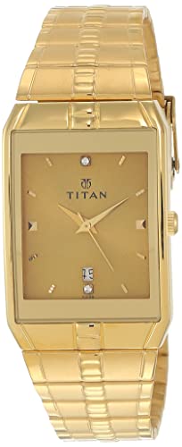 Titan Karishma Quartz Analog with Date Golden Dial Golden Metal Strap watch for Men - NT9151YM03