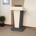 BERPET Rolling Podium Stand with Mobile Footrest - 44.3” Ergonomic Lectern for Church, Classroom, Office - Heavy-Duty Locking Wheels, Dual Storage Shelves, Cable Management, Light Wood & Black