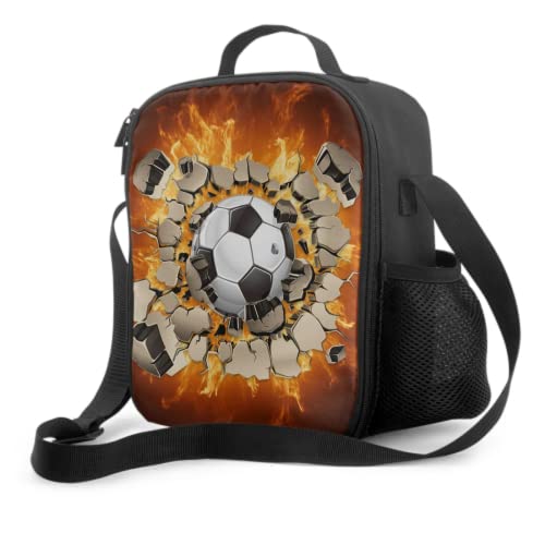 Harooni Soccer Lunch Box For Boys Girls Small Insulated Lunch Bag For Kids Waterproof Reusable School Sports Soccer Lunch Box Cooler With Side Pocket #TOP24