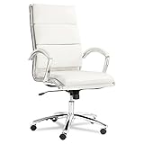 Alera NR4106 Neratoli Series High-Back Swivel/Tilt Chair, White Faux Leather, Chrome Frame