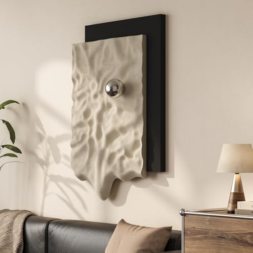 Troartos 3D Textured Black and White Abstract Wall Art for
